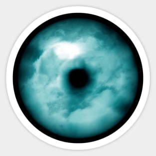 Blue green cloudy eyeball graphic Sticker